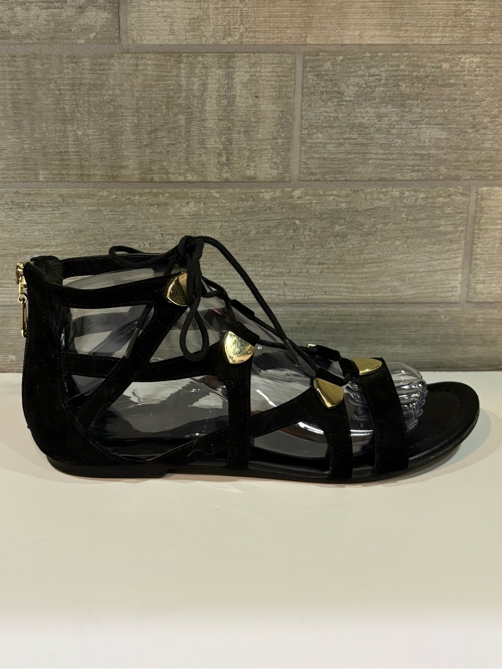 GUESS Lace-Up Gladiator Sandals with Gold Accents - Picture 5 of 10
